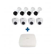 Комплект HD 4 уличные + 4 купольные камеры Dahua HAC-HFW1000RP-S3-0360B / HAC-HDW1100RP-0360B-S3