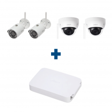 Комплект IP 2 купольные + 2 уличные камеры Dahua IPC-HDW1020SP-S3-0360 / IPC-HFW1020SP-S3