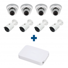 Комплект IP 4 уличные и 4 купольные камеры Dahua IPC-HFW1020SP-S3 / IPC-HDW1020SP-S3-0360