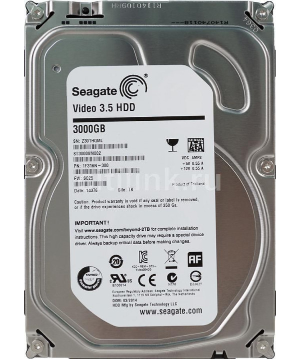 Жесткий диск SEAGATE Video ST3000VM002, 3Тб, HDD, SATA III, 3.5"